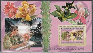 Guinea, 2006 issue. Centenary of Scouting. Boy Scout with Orchids s/sheet. #1