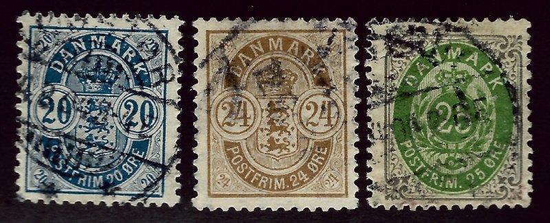 Denmark SC #48-50 Used  F-VF hr SC$30.50   ..Scandinavian sweet spot!!