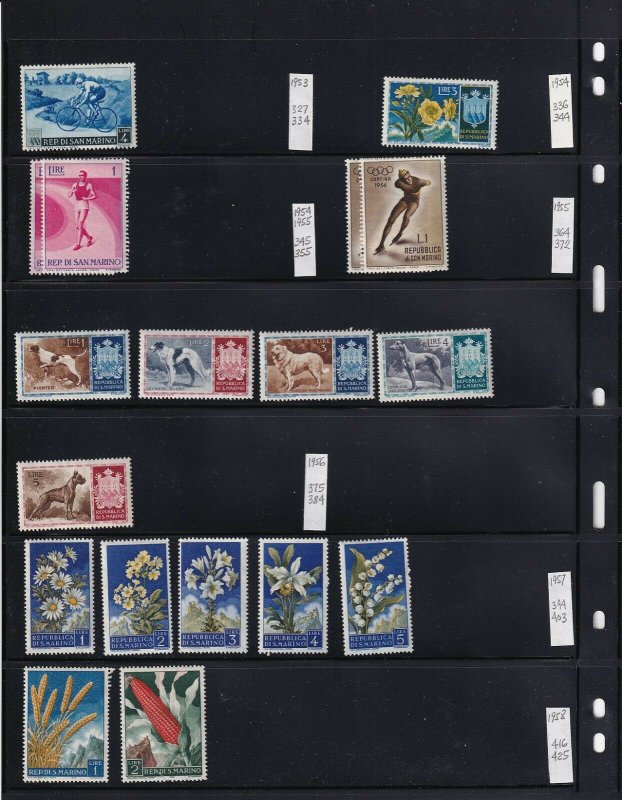 ITALY SAN MARINO 4 STOCK PAGES COLLECTION LOT 88 STAMPS SOME NH U/M