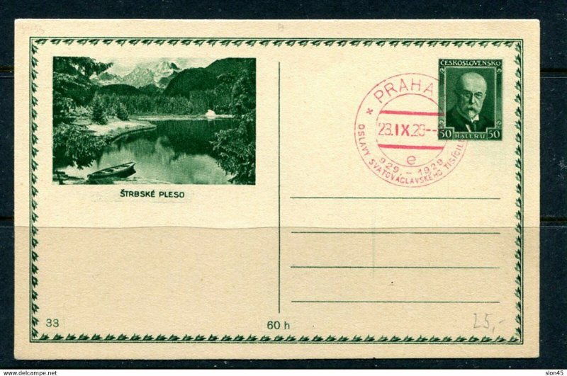 Slovakia Postal Stationary Card cancel 28.IX.1929 Praga  11260