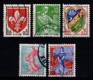 France 1960-61 Definitives with new currency, Part Set [Used]