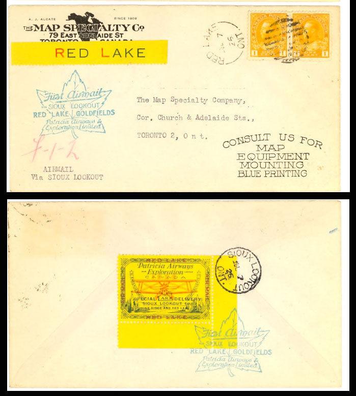 Canada CL13b Small t in to Var. Red Lake to Sioux Lookout Advertising Cover