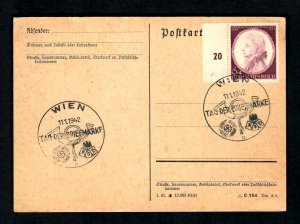 CO3O Nazi Swasitkas Germany 1942 Postal Card  Fieldpost WIEN Tad Ger BriefMarke