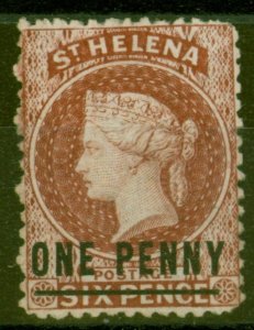 St Helena 1871 1d Lake SG8 Type C Fine Very Lightly Mtd Mint 