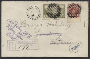 1947 Registered Cover Furnace Falls (Haliburton) ONT to Lindsay Redirected RPO