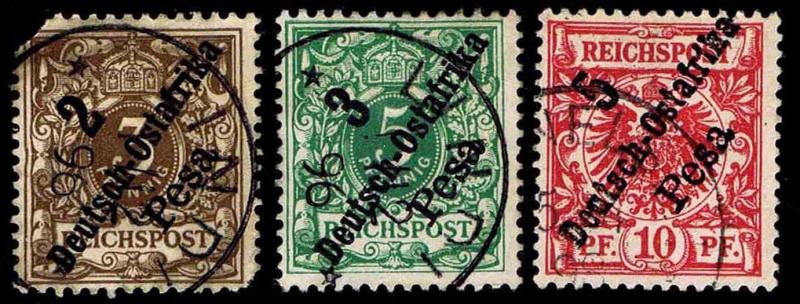 1896 German East Africa #6-8 - Used - VF - CV$37.50 (ESP#8932) 