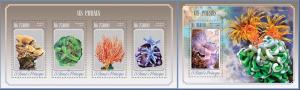 ST. TOME PRINCIPE 2014 2 SHEETS st14502ab CORALS MARINE LIFE