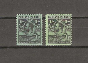 FALKLAND ISLANDS 1929/37 SG 122, 122a MNH