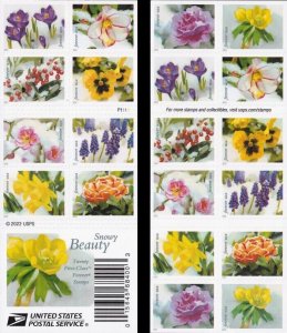 2022 60c Forever Snowy Beauty Flowers in Snow Scott 5727-5736 Mint Booklet of 20