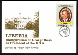 LIBERIA 1989 GEORGE H.W. BUSH INAUGURATION FDC Sc 1113