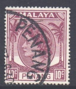 Malaya Penang Scott 35 - SG34, 1954 Elizabeth II 10c used