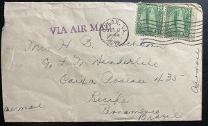 1939 Galax VA Usa Airmail Cover To Recife Pernambuco Brazil