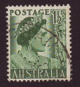 Australia 1950 Sc#230, SG#236 1-1/2d Green KGVI, Queens, USED