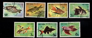 Unified Viet Nam Scott 1405-1411 Perforate Ornamental Fish set Used