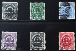 U.S. Used Stamp Scott #O121 - O126 2c/10c Postal Officials Set of 6. Choice!
