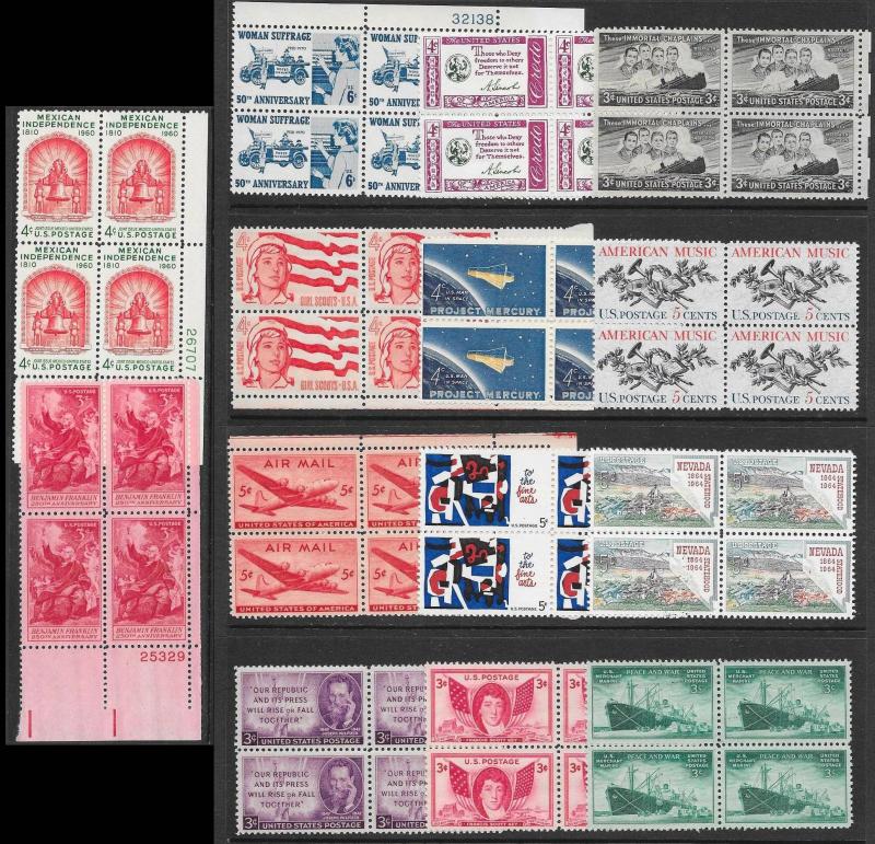 UNITED STATES (265) Blocks/Plate Blocks (Gallatin PBs) ALL MNH Face Value=$47+