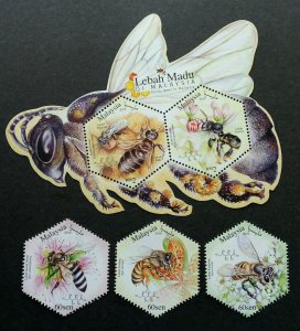 *FREE SHIP Malaysia Honey Bee 2019 Insect Flower (stamp + ms) MNH *odd *unusual