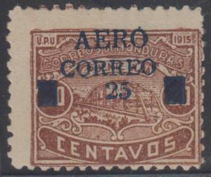 HONDURAS 1925 Sc C13 Yvert PA6 KEY VALUE BLUE OVERPRINT HINGED MINT €450.00+