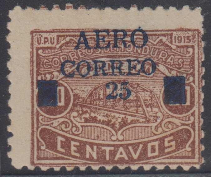HONDURAS 1925 Sc C13 Yvert PA6 KEY VALUE BLUE OVERPRINT HINGED MINT €450.00+