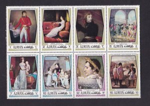 Ajman MNH  1971  Napoleon block with 8 stamps
