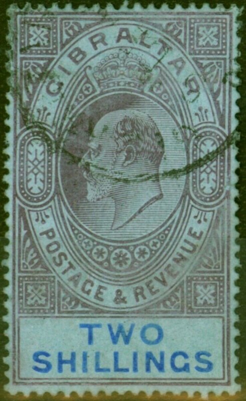 Gibraltar 1910 2s Purple & Bright Blue-Blue SG72 Fine Used 