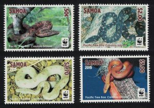 Samoa WWF Pacific Tree Boa 'Candoia bibroni' Snake 4v White Frame 2015 MNH