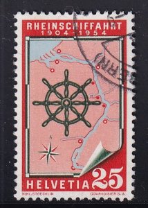 Switzerland  #349  used 1954  Rhine navigation  map  25c