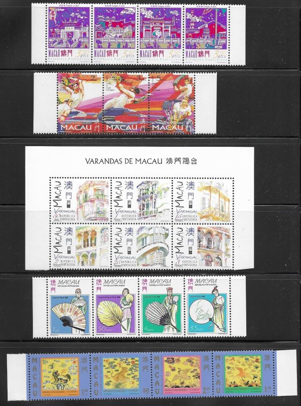 Macao 872a, 955a 13 diff. MNH issues in  range of #'s, vf. 2022 CV $ 37.45