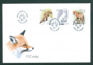 Aland. FDC 2004. Animals. Ermine.Marten.Red Fox. Scott# 218-19-20.