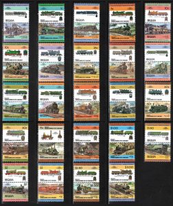 St. Vincent, Bequia #1-34 ~ Short Set 24 of 34 Pairs ~ RR Trains ~ MNH, 1984-87