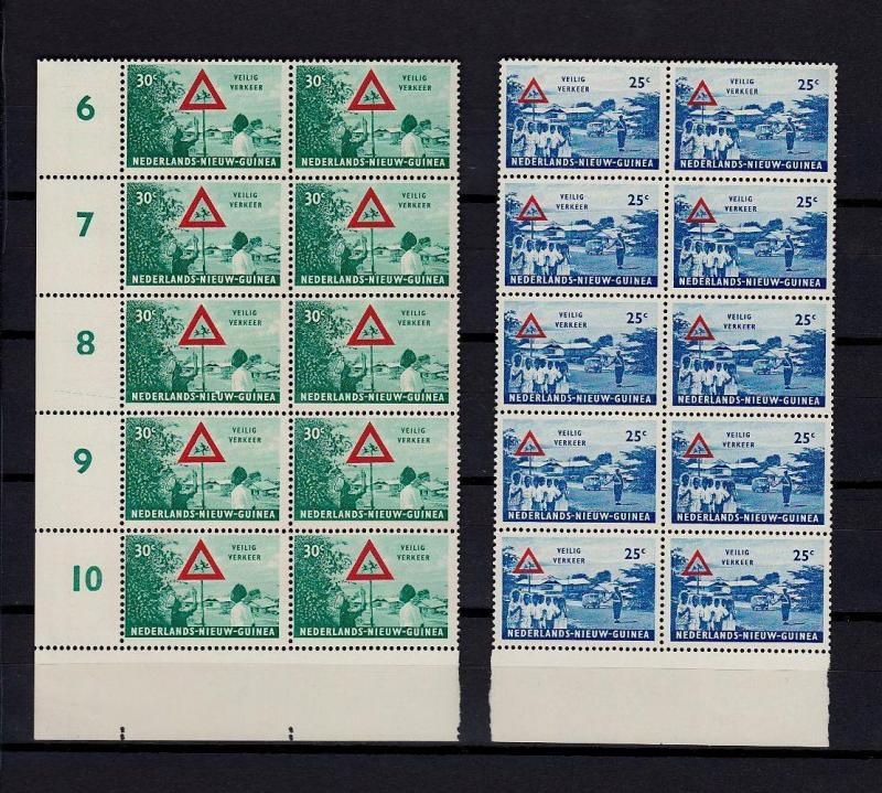 Netherlands New Guinea 1962 MNH Road Safety Margin Blocks 20 Stamps #A2605