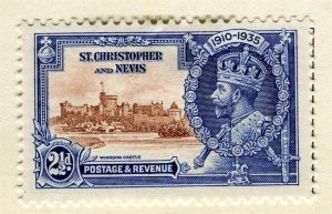 ST. KITTS; 1935 early GV Jubilee issue Mint hinged 2.5d. value