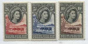 Bechuanaland QEII 1954 2/6d, 5/ and 10/ mint o.g. hinged