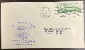 C18 Graf Zeppelin Flight FDC October 6, 1933 Miami Dispatch VF