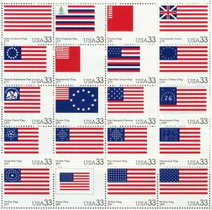 2000 sheet of postage stamps - Various Stars and Stripes, Sc# 3403