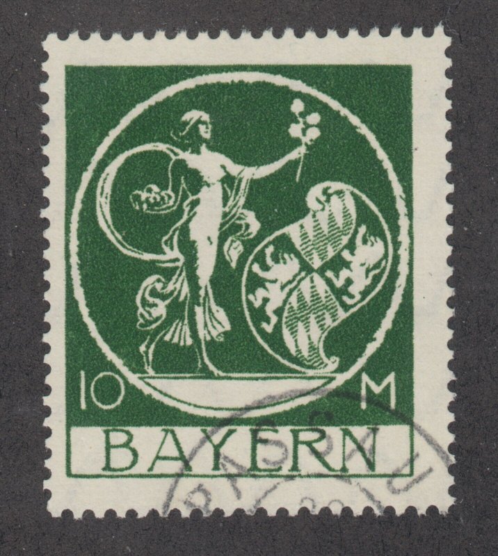 Bavaria Sc 253 used 1920 10m green Genius by von Kaulbach, Almost VF 