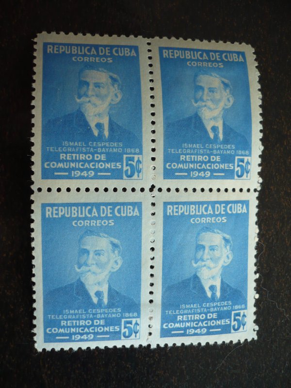 Stamps - Cuba - Scott# 438-440 - Mint Hinged Set of 3 Stamps in Blocks of 4