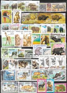 Topical Stamps. Wild Animals.  50 stamps from many places.  Nice sets.