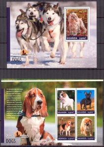 Uganda 2014 Dogs (2) Sheet + S/S MNH