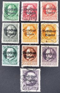 Bavaria, Scott #138-140,142-144,147-149,151, F-VF used, creases on 149