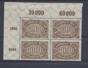 Germany, 206, Numerals Upper Left Corner Block(4),**MNH**