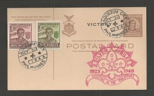 1948 Philippines Boy Scouts Imperf postcard FDC Quezon City