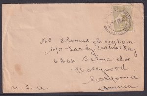 Australia 1920 3p Kangaroo Cover from George St North to THOMAS MEIGHAN (Actor)