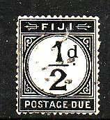 Fiji-Sc#J1- id9-used 1/2p Postage Due-1918-