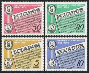 Ecuador 734-737, MNH. Mi 1170-1173. National Anthem-100. Joan Leon Mera, Neumane 