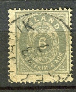 ICELAND; 1870s early classic issue used Shade of 6aur. value 