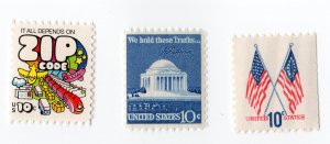 Scott #1509-1510-1511 Flags Jefferson Memorial Zip Code (3) Single Stamps - MNH