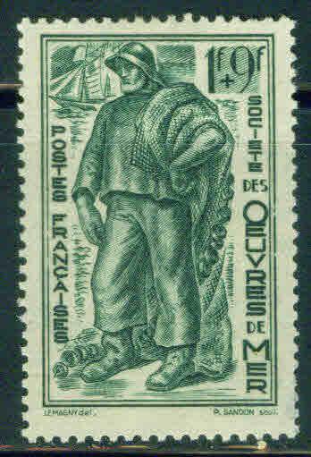 FRANCE Scott B116 MH* 1941 Semi Postal fisherman stamp