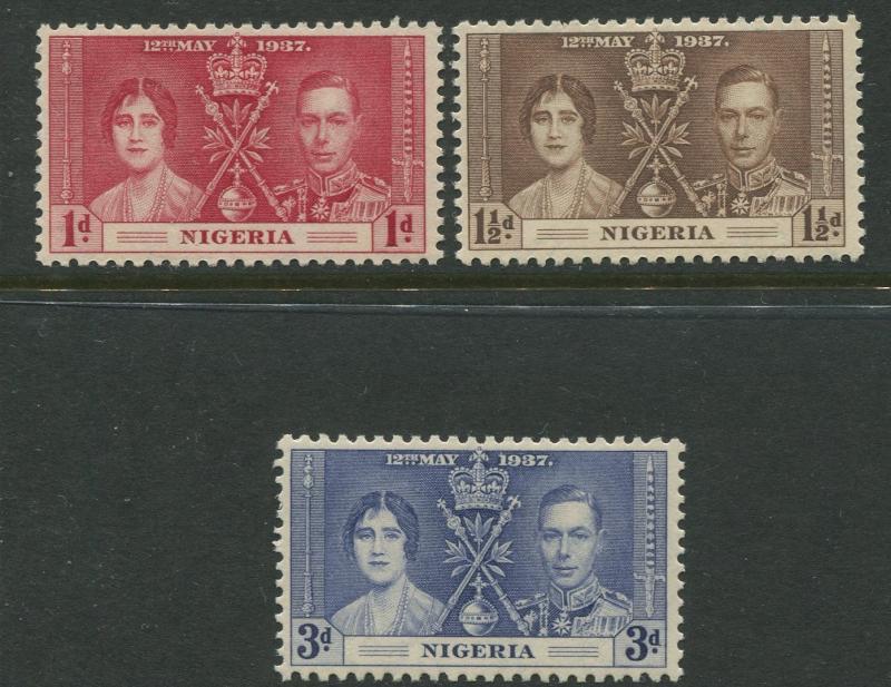 Nigeria -Scott 50-52 - Coronation Issue -1937 - MVLH - Set of 3 Stamp
