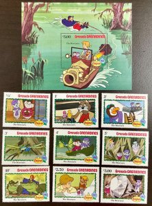 Grenada Grenadines Disney The Rescuers S/S  4 3/4 x 3 3/4” plus 9 singles 1982